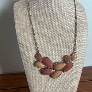 Women’s statement necklace pink and peach teardrop